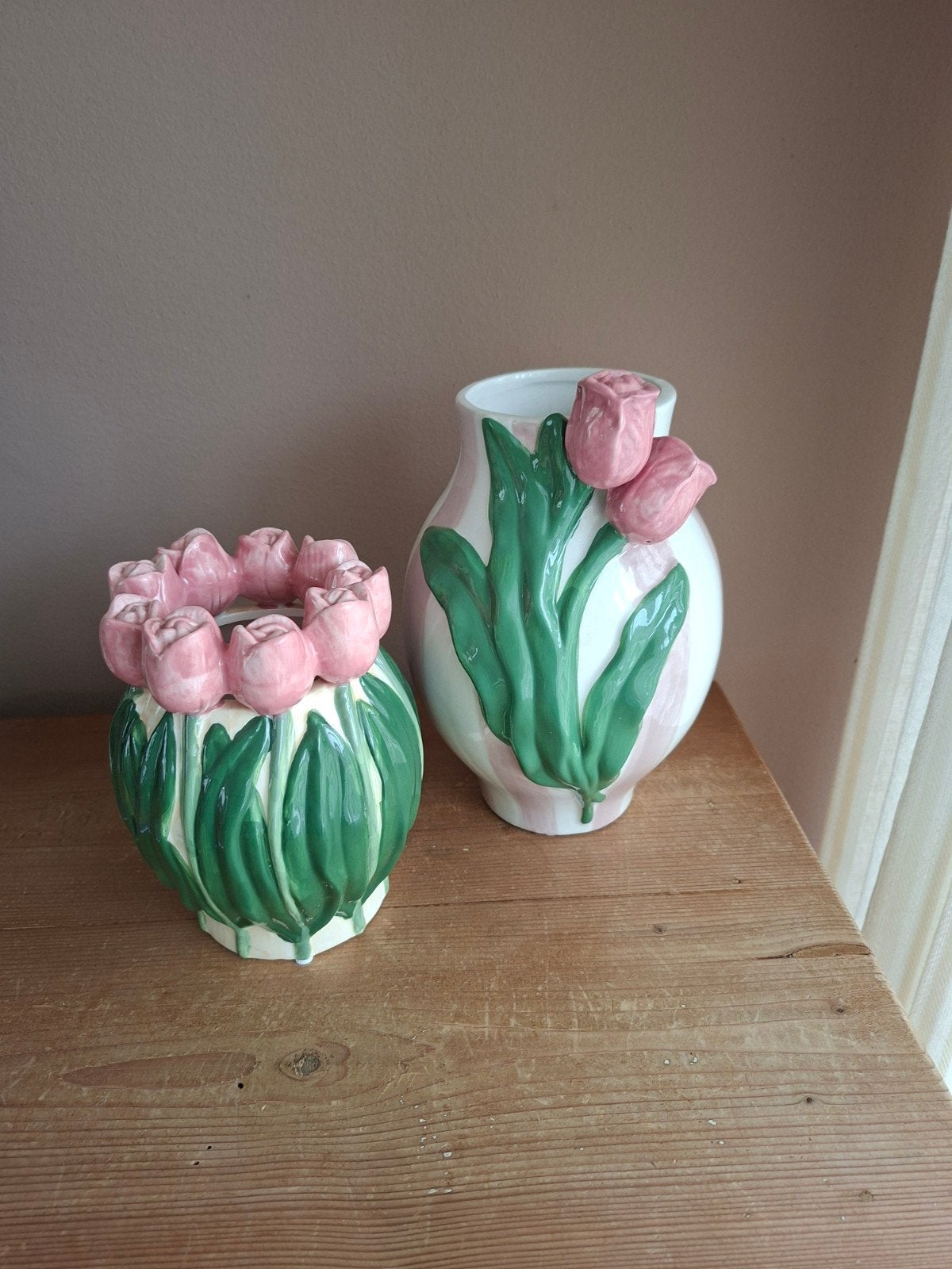 Set van 2  tulpenvazen, Huis en Inrichting, Woonaccessoires | Vazen, Ophalen, Roze