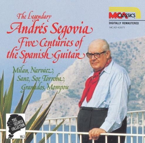 ANDRES SEGOVIA Five centuries of Spanish guitar CD MCA ZGAN, Ophalen of Verzenden, Romantiek, Zo goed als nieuw, Kamermuziek