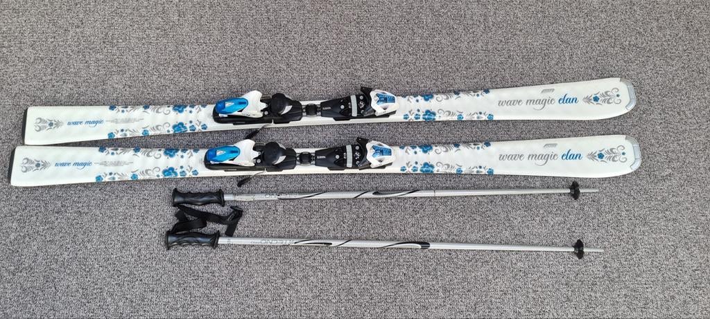 Elan Wave Magic ski's met bindingen en skistokken, Sport en Fitness, Skiën en Langlaufen, Gebruikt, Ski's, Skiën, Overige merken