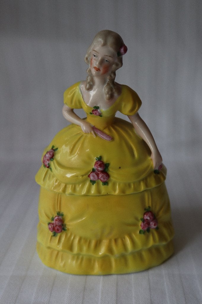 Antiek porseleinen half pop poederdoos c 1930-1940, Antiek en Kunst, Antiek | Porselein, Ophalen of Verzenden