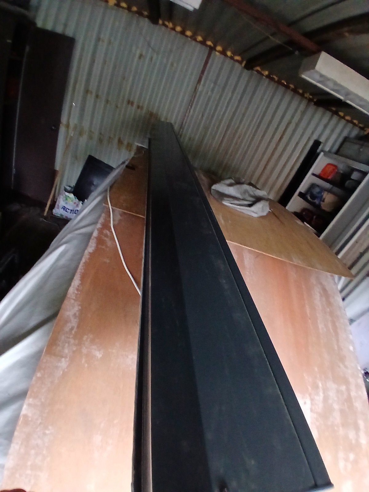 Elektrisch rolluik met afstandsbediening (240x180 cm), Doe-het-zelf en Verbouw, Rolluiken, Ophalen, Gebruikt, 200 cm of meer, Grijs