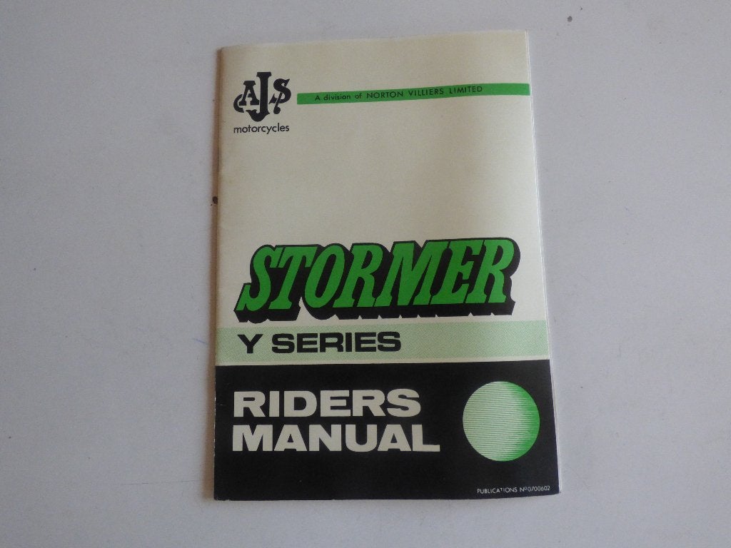 AJS STORMER Y SERIES GEBRUIKERS HANDLEIDING, Ophalen of Verzenden, Overige merken