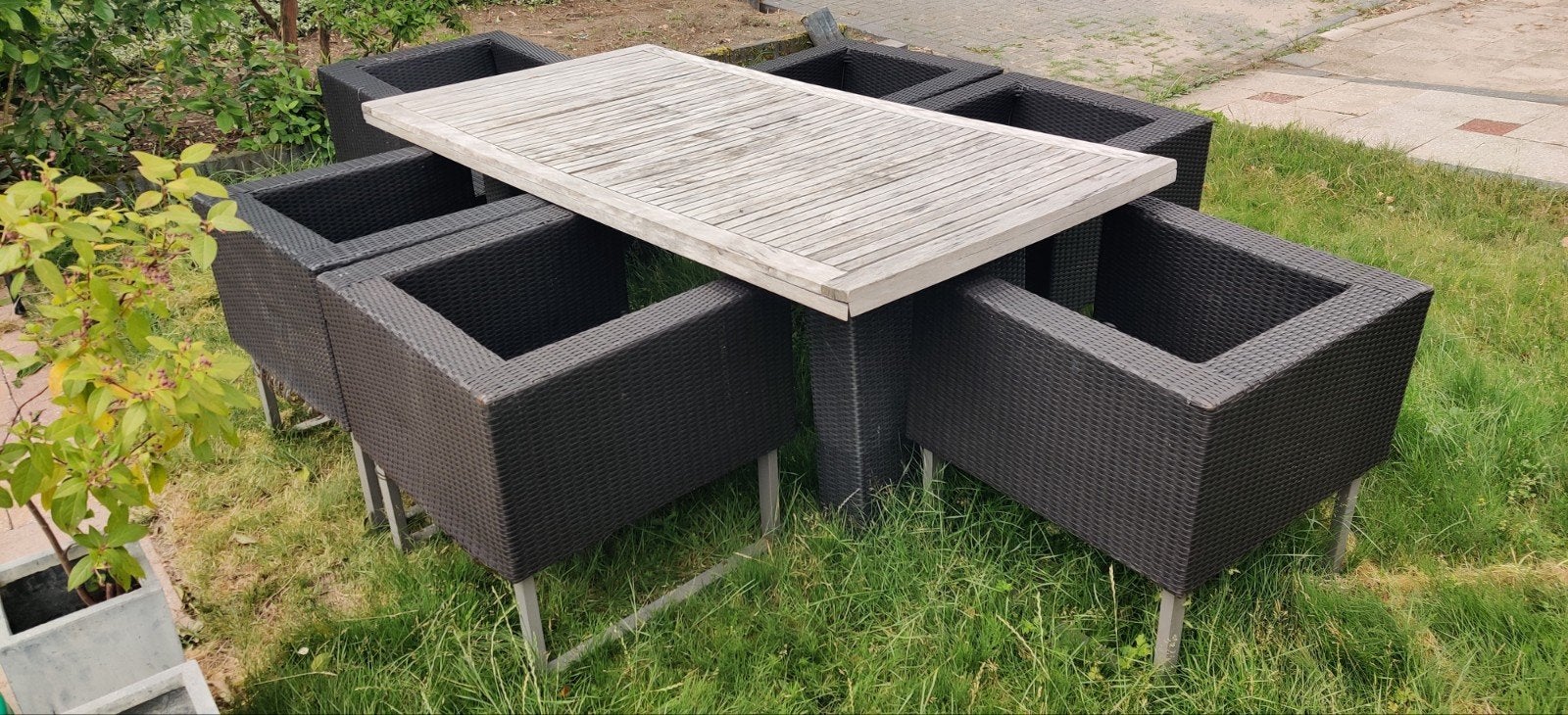 Gratis tuinset met teakhouten tafel, Tuin en Terras, Ophalen of Verzenden, Gebruikt, Teakhout