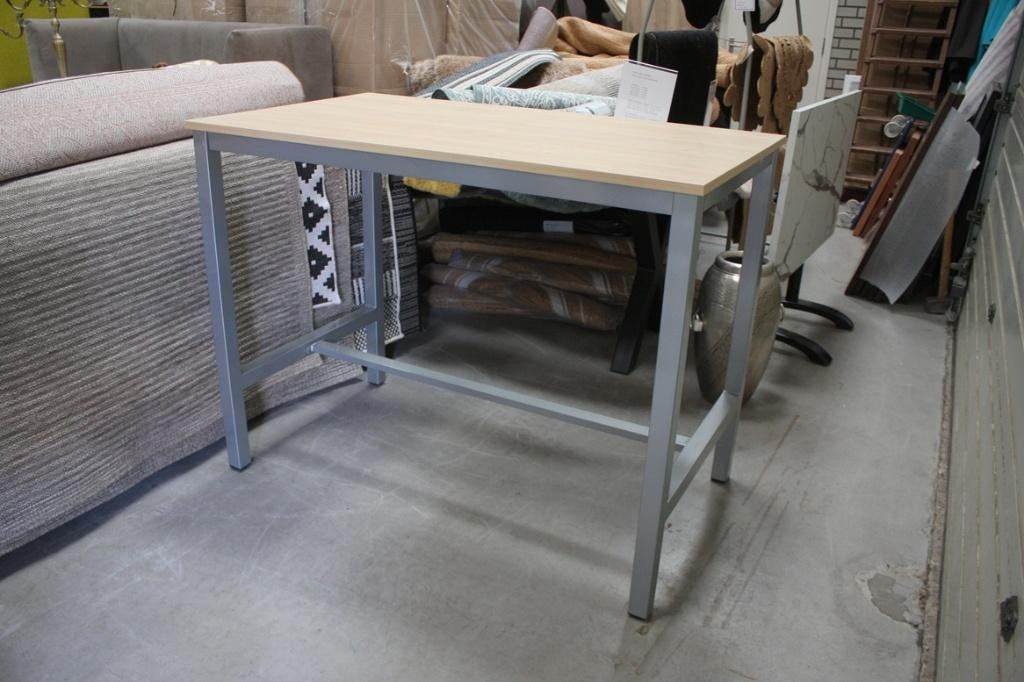Mooie bartafel statafel metaal & melamine houtlook 140x80, Ophalen, Zo goed als nieuw, Metaal, 90 cm of meer