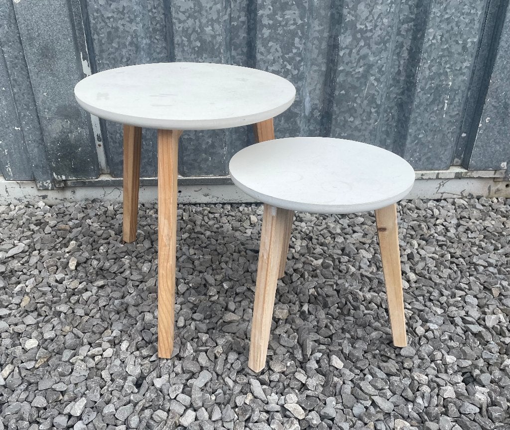 Houten bijzettafel set scandinavische stijl plantentafel wit, Huis en Inrichting, Tafels | Bijzettafels, Ophalen, Minder dan 45 cm