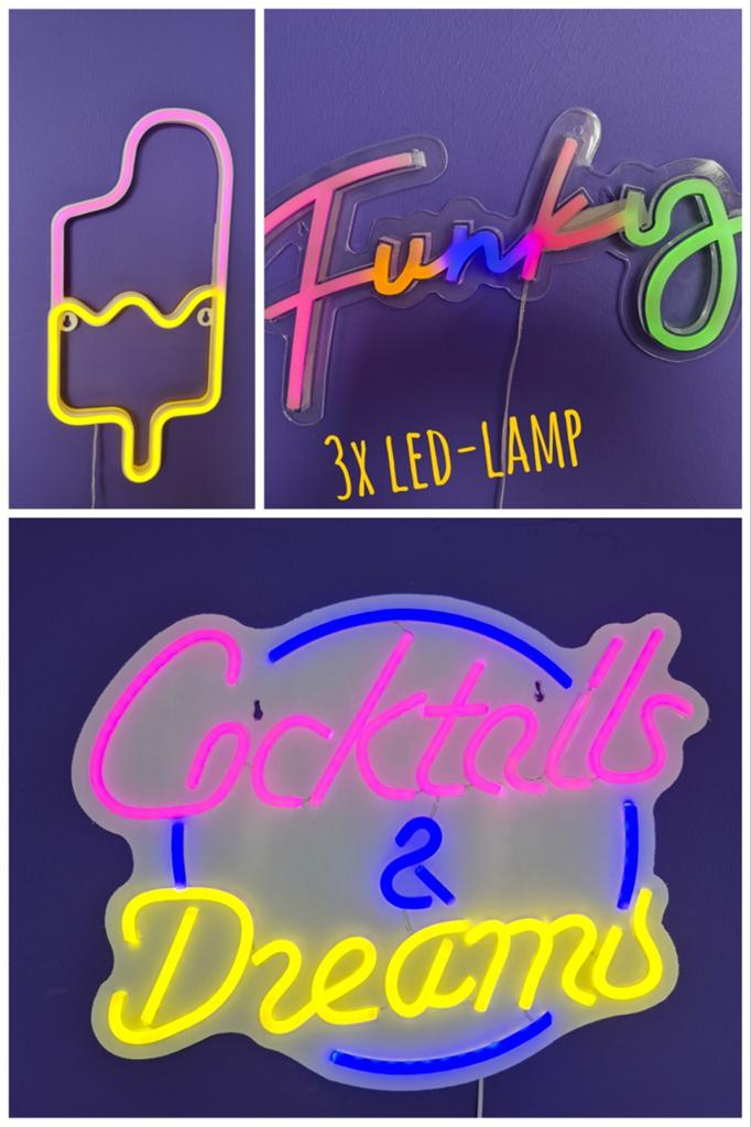 3x neon ledlamp, Ophalen of Verzenden, Zo goed als nieuw