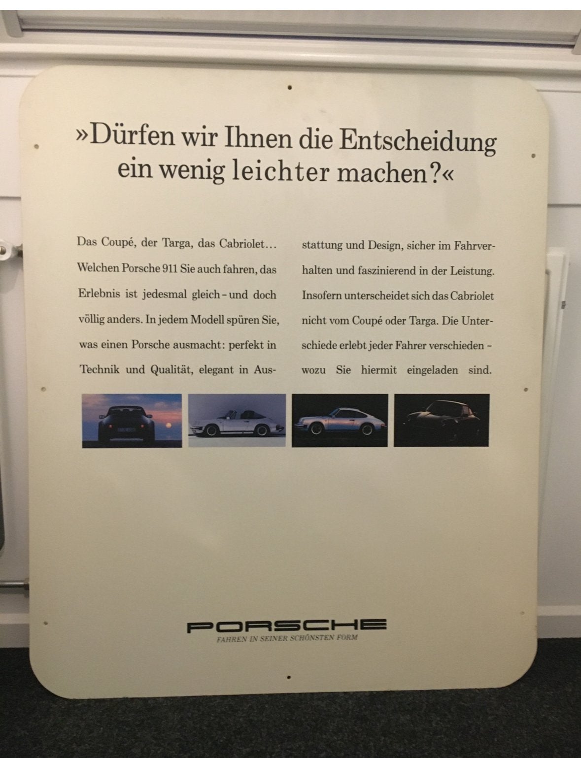 Origineel porsche reclame bord, Ophalen, Zo goed als nieuw, Auto's