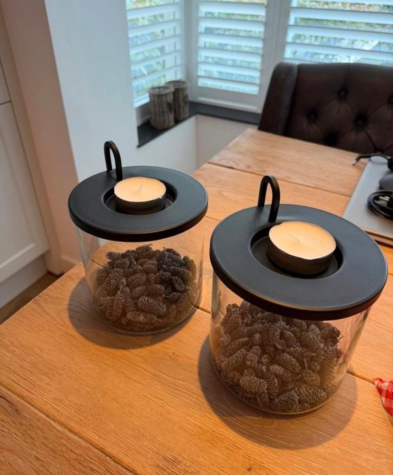 Riviera Maison Potten - Set van 2, Ophalen, Zwart, Glas, Landelijk