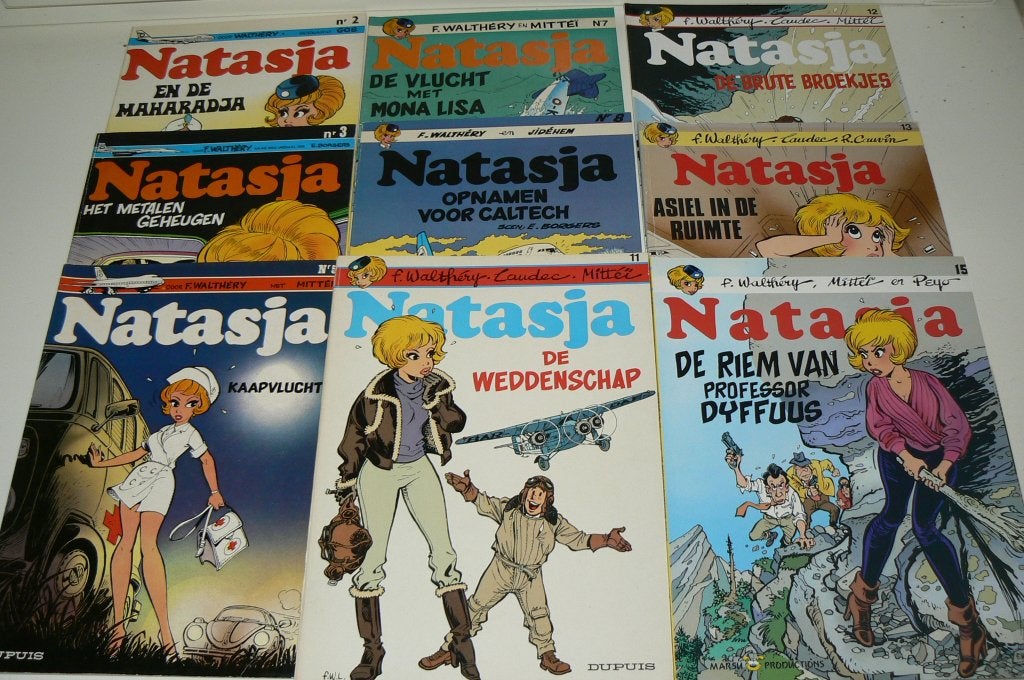Verzameling van 9 Natasja albums. Ook losse verkoop., Meerdere stripboeken, Ophalen of Verzenden, Zo goed als nieuw, François Walthéry