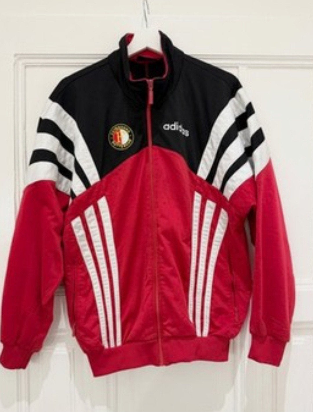 Vintage 1996 Adidas Feyenoord trainingsjack - Maat M, Zo goed als nieuw, Adidas, Voetbal, Rood