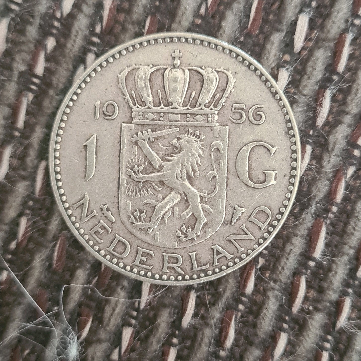 zilveren 1 gulden 1956, Postzegels en Munten, Munten | Nederland, 1 gulden, Koningin Juliana, Zilver, Ophalen of Verzenden