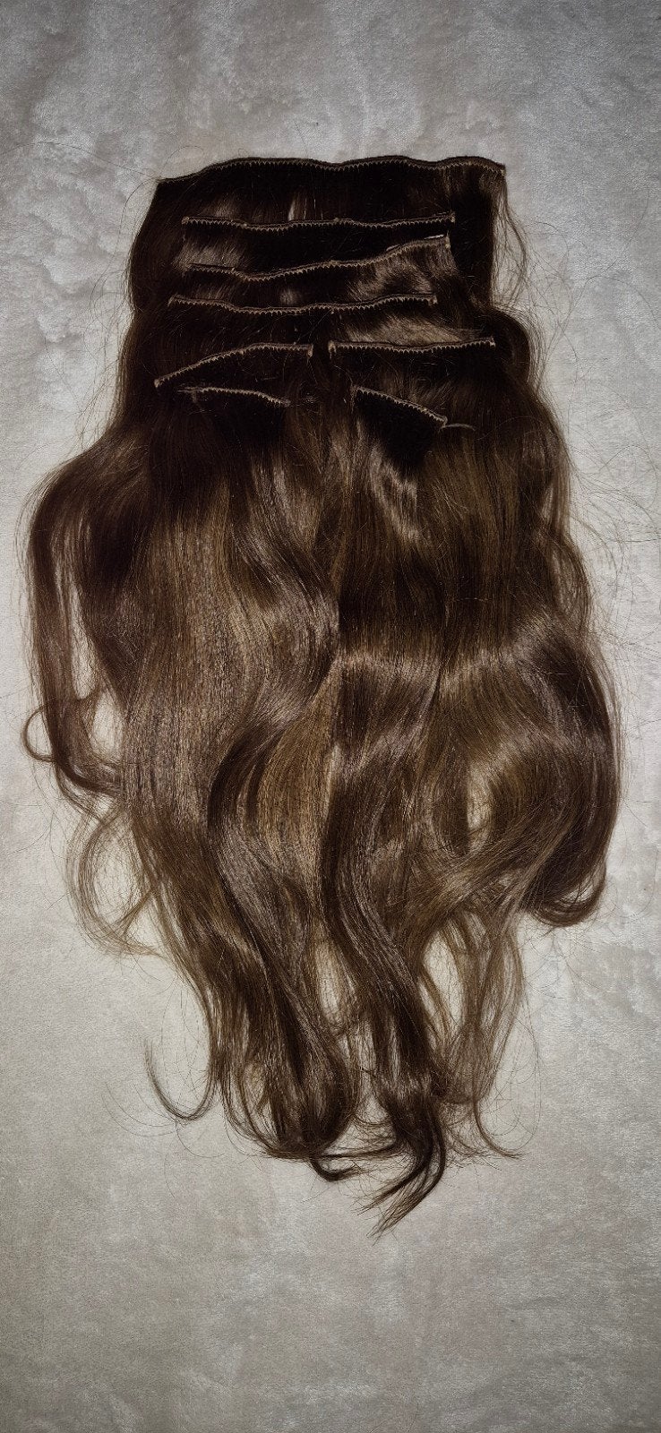 Echt mensenhaar clip-in extensions - midden bruin 40 cm, Sieraden, Tassen en Uiterlijk, Ophalen of Verzenden, Zo goed als nieuw