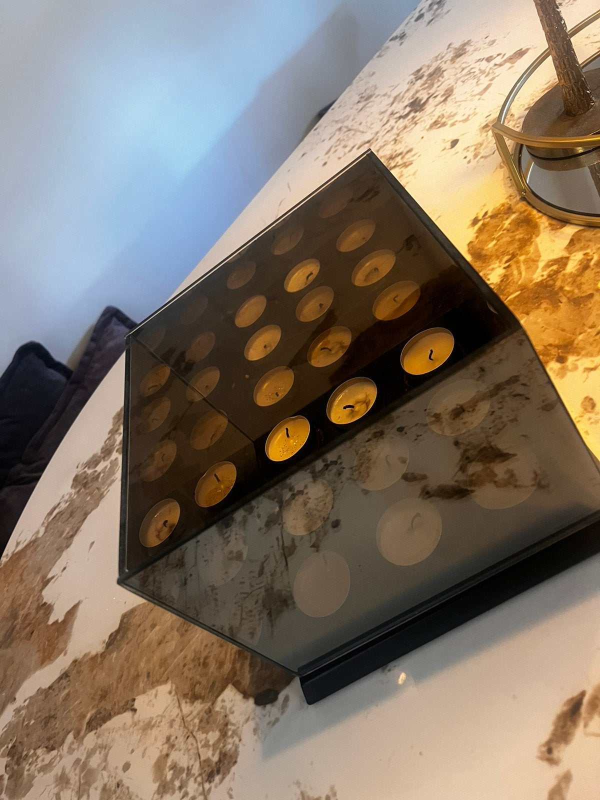 Windlicht, Huis en Inrichting, Woonaccessoires | Kandelaars en Kaarsen, Windlicht, Zwart, Ophalen of Verzenden, Glas