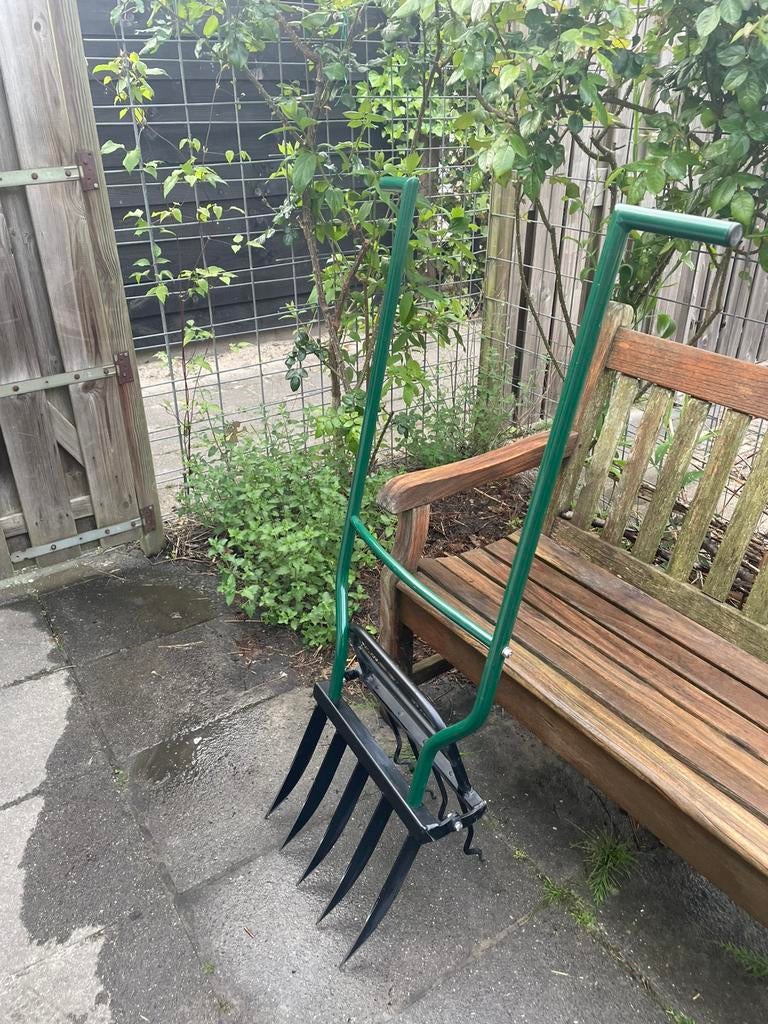 Te Huur: Woelvork / Woelriek / Grelinette, Tuin en Terras, Hand-tuingereedschap, Gebruikt, Overige soorten, Ophalen
