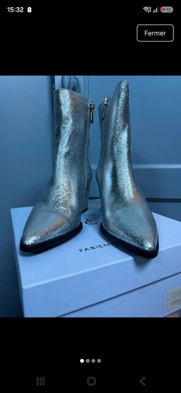 Fabienne Chapot Robin Boot Metallic Silver Crackle - Maat 40, Ophalen of Verzenden, Nieuw, Overige kleuren