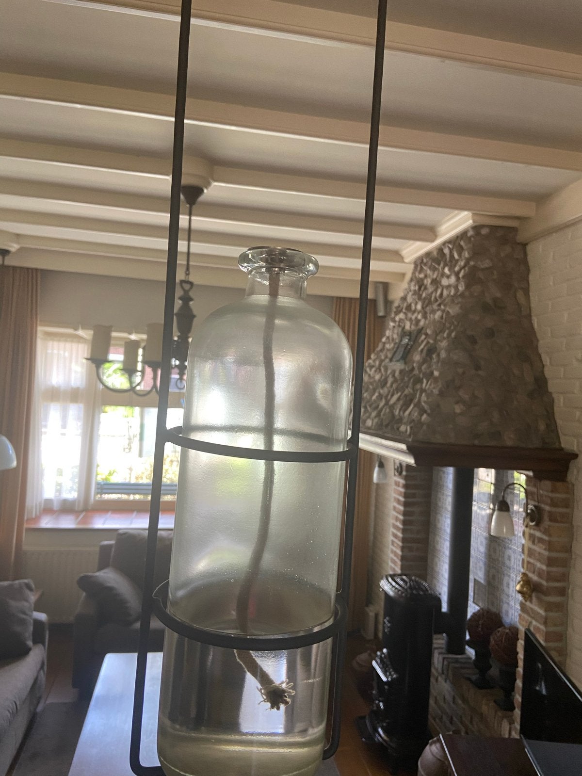 Unieke hangende olielampen set - 3 stuks, Antiek en Kunst, Ophalen
