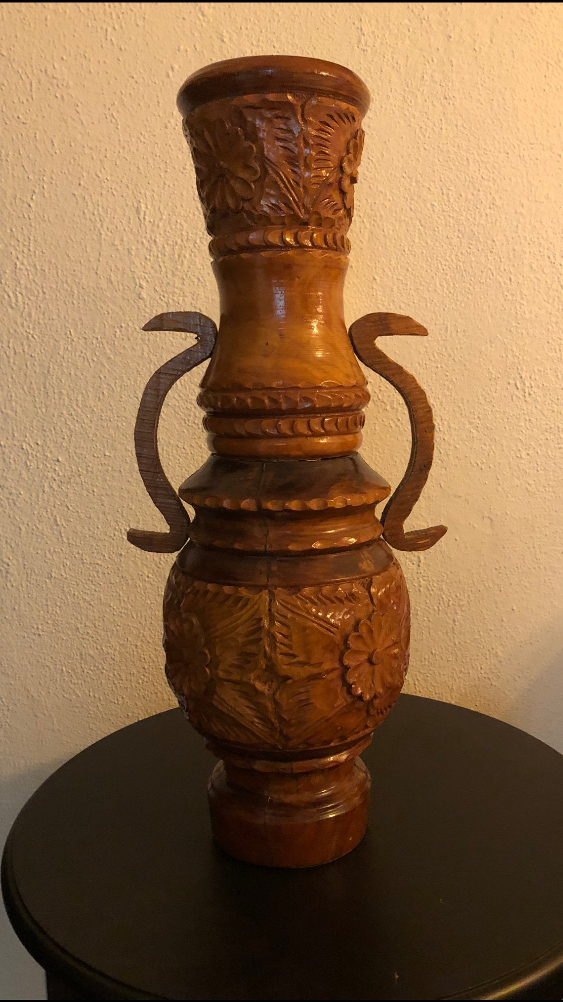 Mooi handgemaakt houten vaas, 66cm hoog, Ophalen