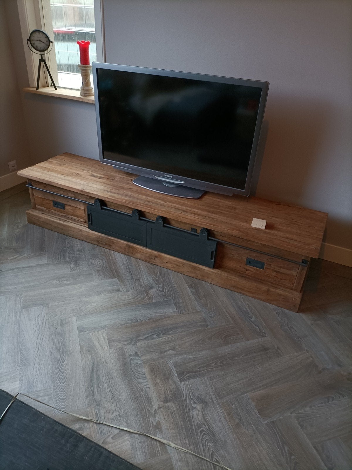 Complete set: Dressoir, Buffetkast en Eettafel teakhout, Gebruikt, Met deur(en), 200 cm of meer, 150 tot 200 cm
