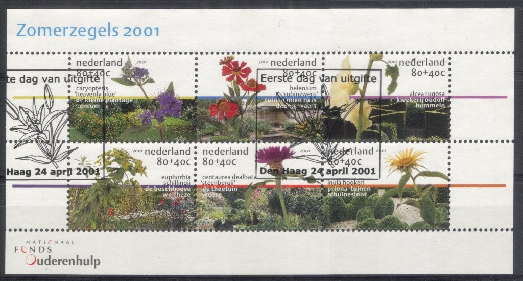 Blok (99) - zomerzegels 2001 - bloemen - fonds ouderenhulp, Verzenden, Na 1940, Gestempeld