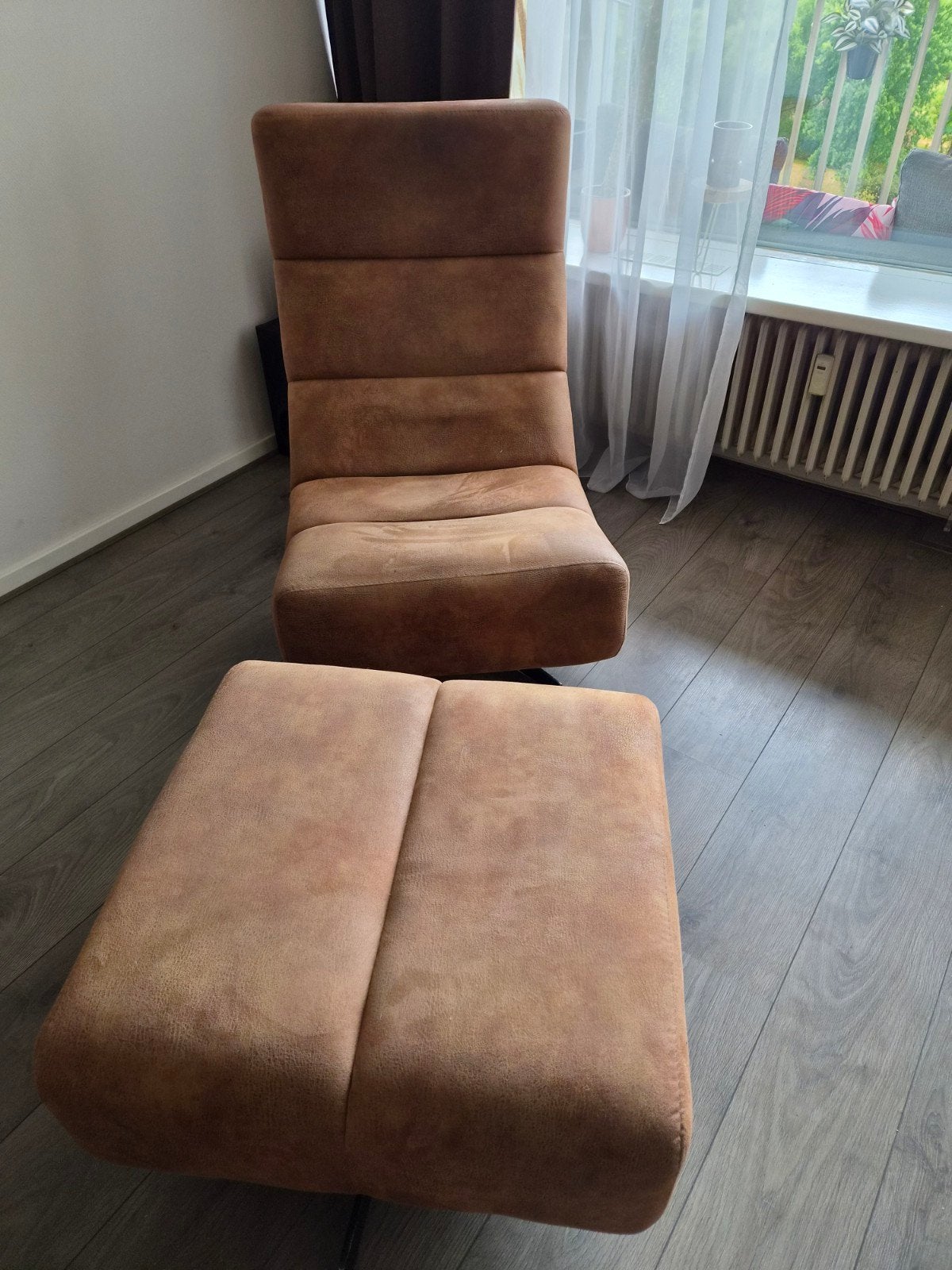 Draai fauteuil met hocker - Comfortabel en stijlvol, Ophalen, Gebruikt, 75 tot 100 cm, 50 tot 75 cm