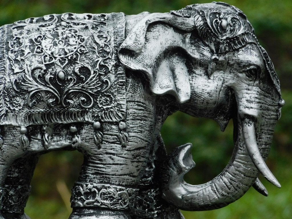 Olifant India - zilvergrijs met zwart - polystone, Ophalen, ., Nieuw, Kunststof