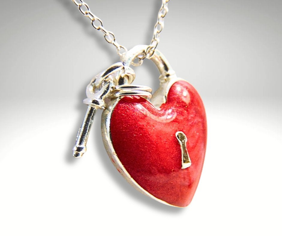 Unieke 925 zilver JEZLAINE rood email puffy hart hanger!, Sieraden, Tassen en Uiterlijk, Verzenden, Zo goed als nieuw, X, Hart