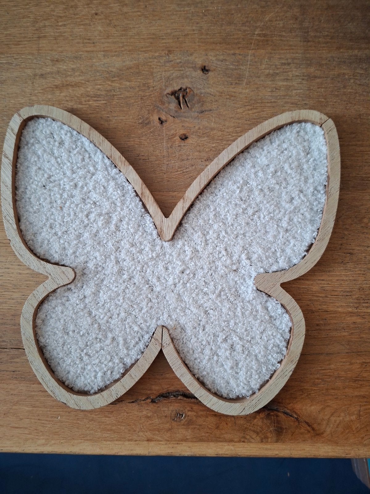 Decoratieve vlinder van hout en textiel, Ophalen, Hout, Beige, Landelijk