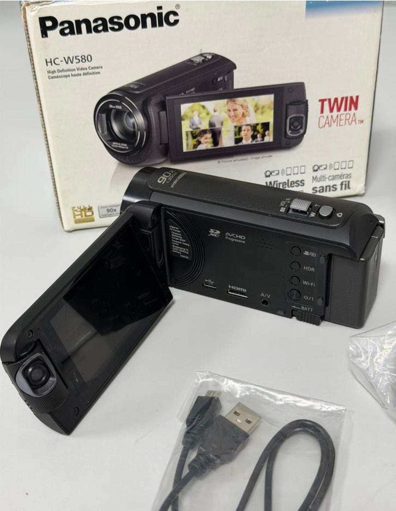 Panasonic HC-W580 Full HD twin Camcorder wifi hdmi 90x zoom, Canon, 20x of meer, CANON, Ophalen of Verzenden