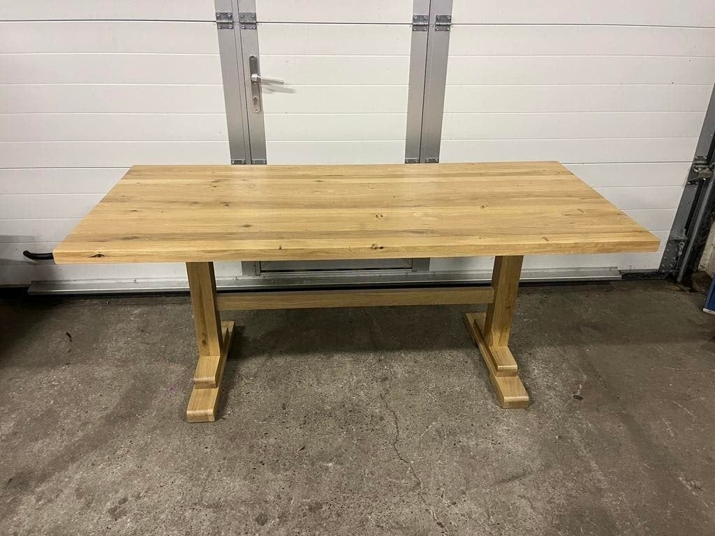 Luxe Eikenhouten Café stamtafel 180x80 cm Nieuw massief, Ophalen, Eikenhout, 200 cm of meer, 50 tot 100 cm