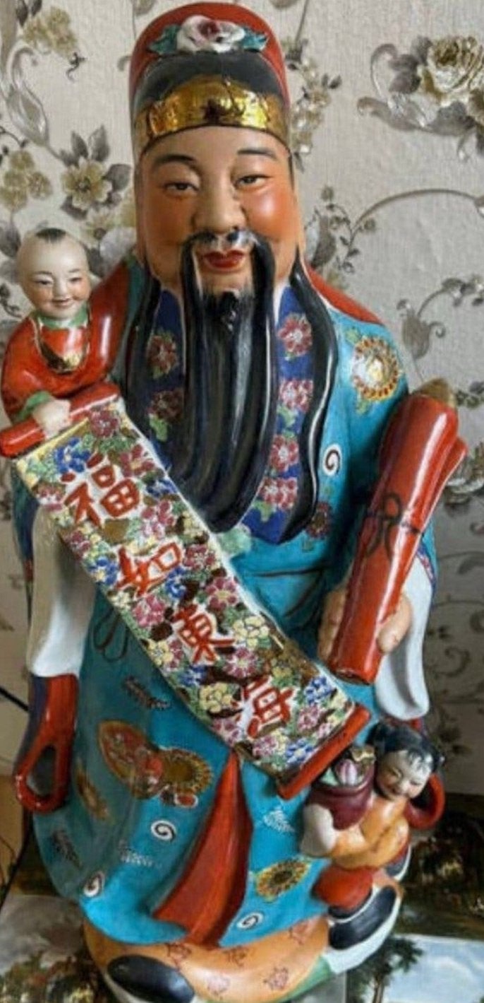 Prachtig XXL Chinees beeld, 74 cm, 10 kg, Ophalen, Groep mensen, 50 - 100 cm, Steen of Keramiek