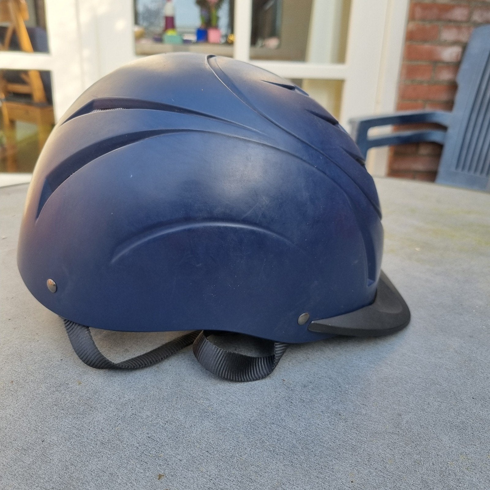 maat 51/54 blauwe cap Decathlon, Dieren en Toebehoren, Paardrijkleding, Blauw, Fouganza, Kinderen, Ophalen of Verzenden