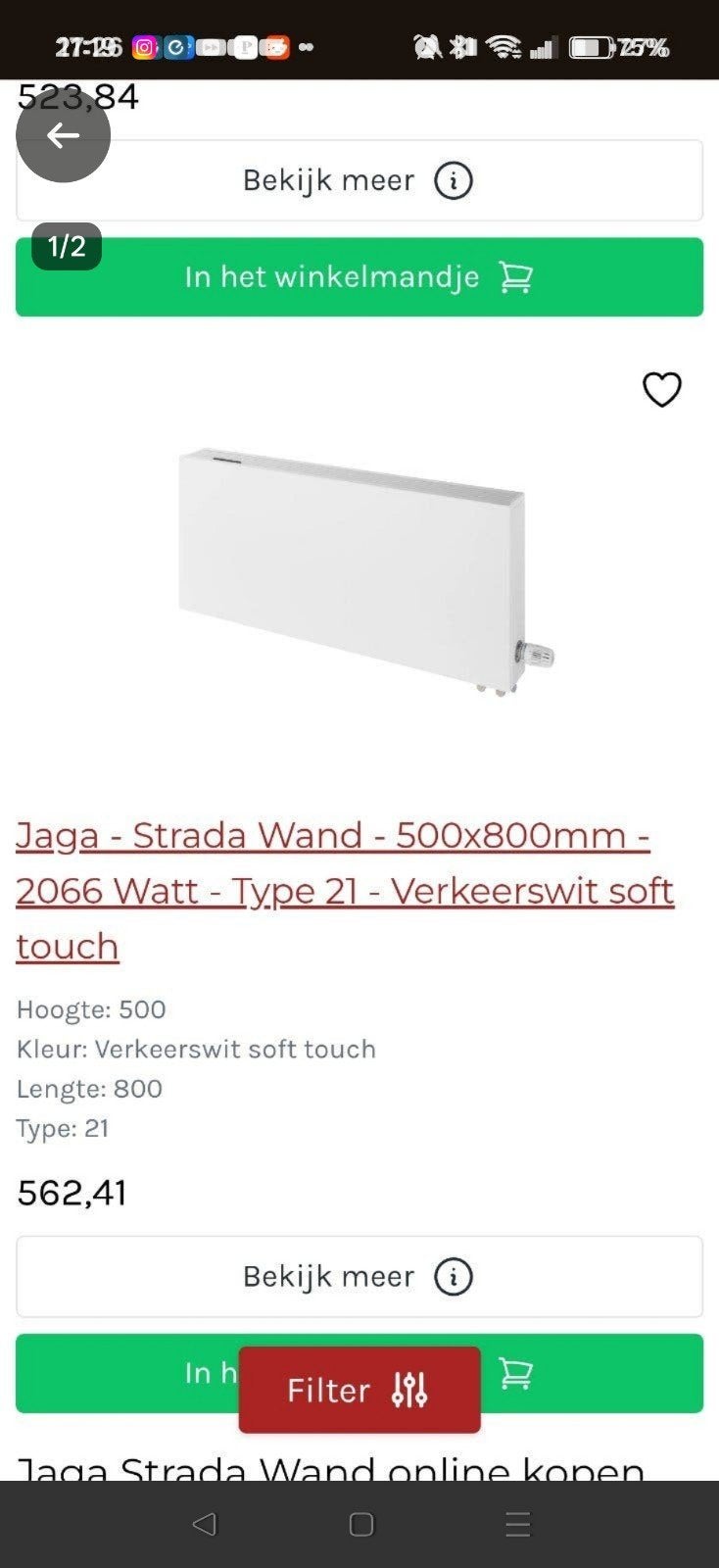 1x Jaga Strada Type 21 radiator – RAL 9016, Ophalen, Nieuw, Radiator, 30 tot 80 cm