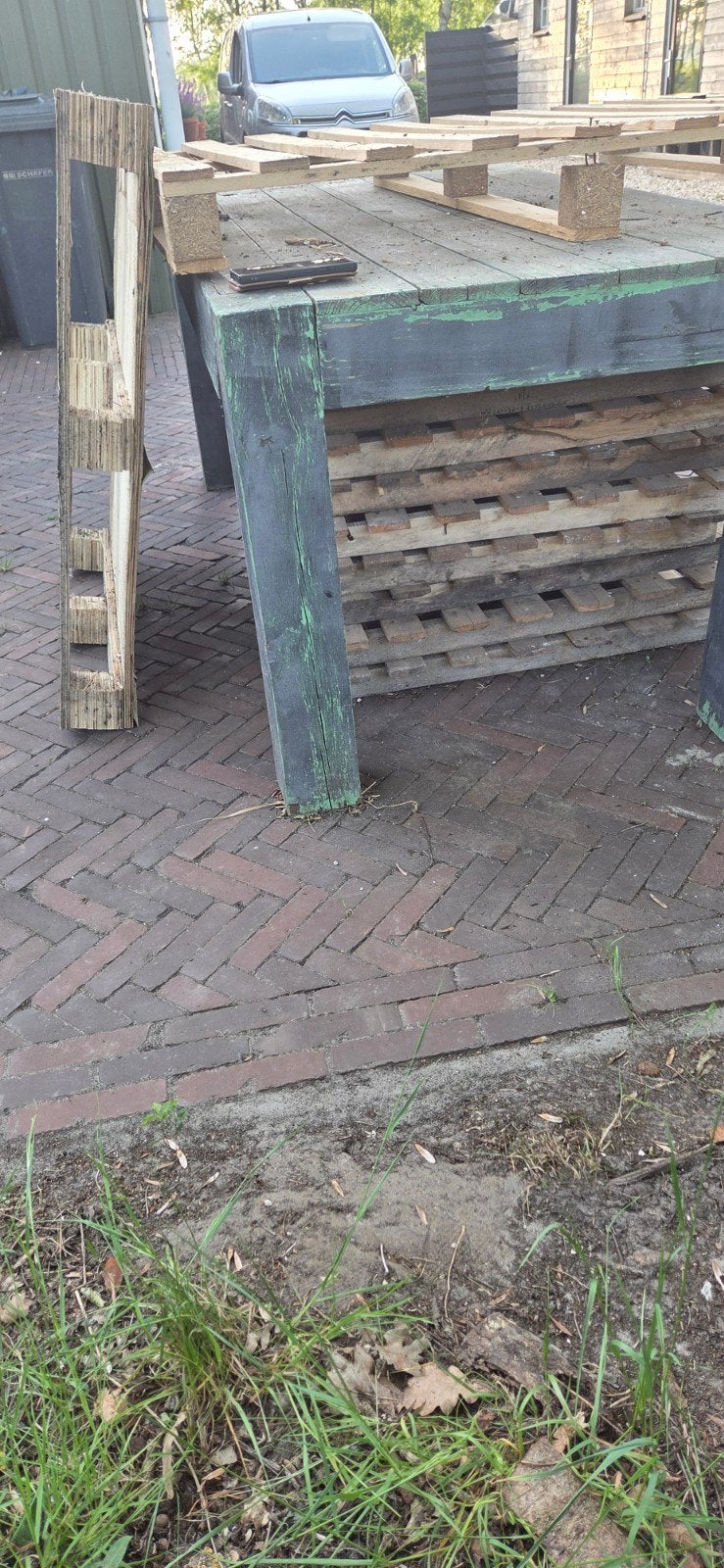 Stevige houten pallet tafel - gratis af te halen, Ophalen of Verzenden
