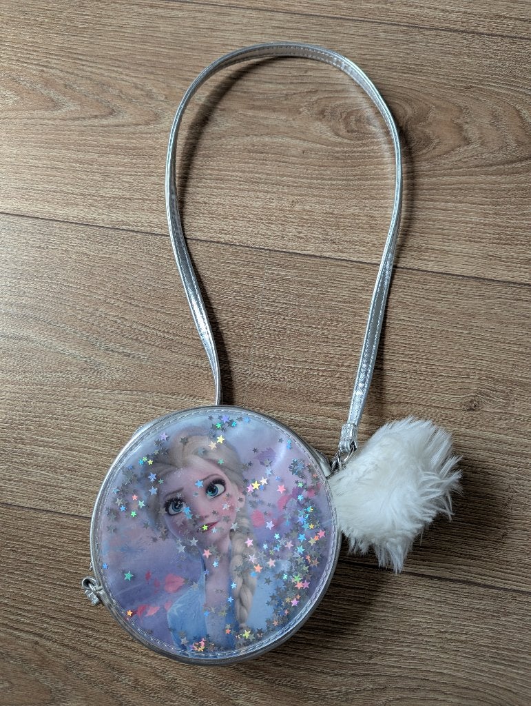 Rond zilver Frozen Elsa tasje, Ophalen, Tas, Zilver, Ritssluiting