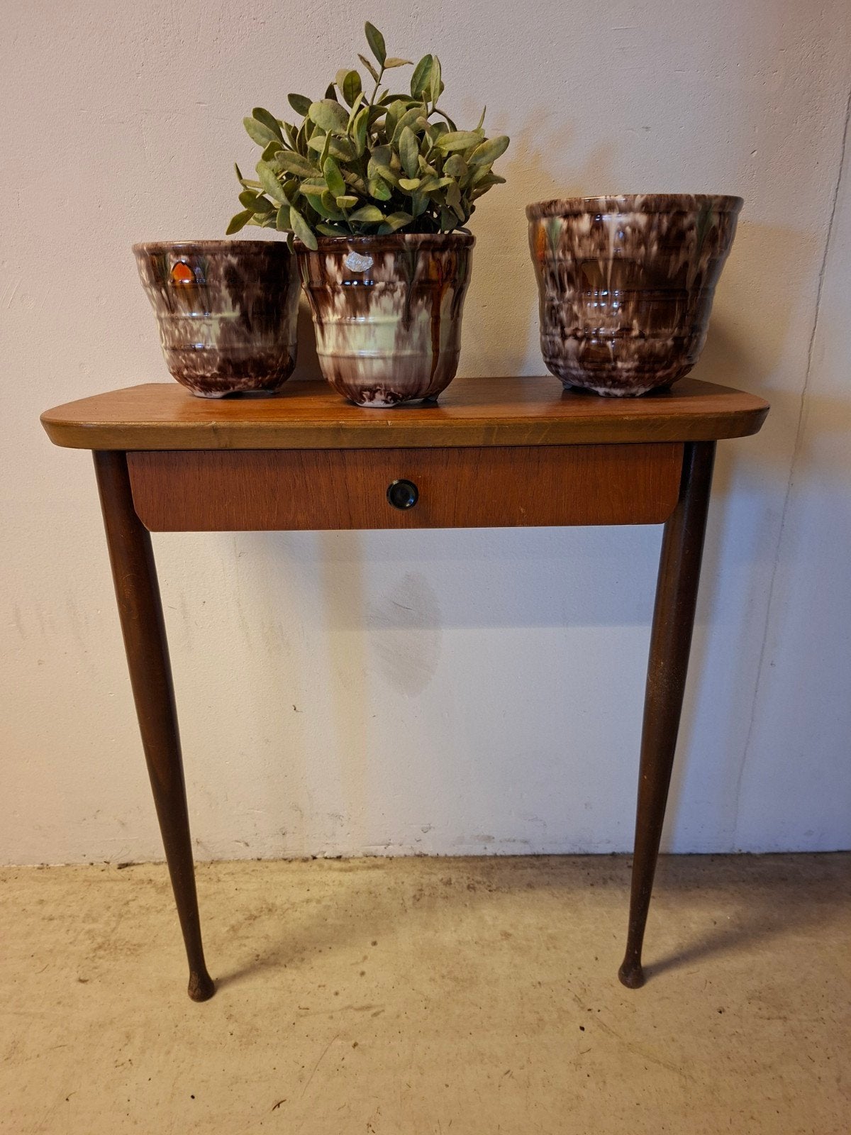 vintage halkastje en gave west germany bloempotten, Ophalen of Verzenden, Gebruikt, 25 tot 50 cm, Rond
