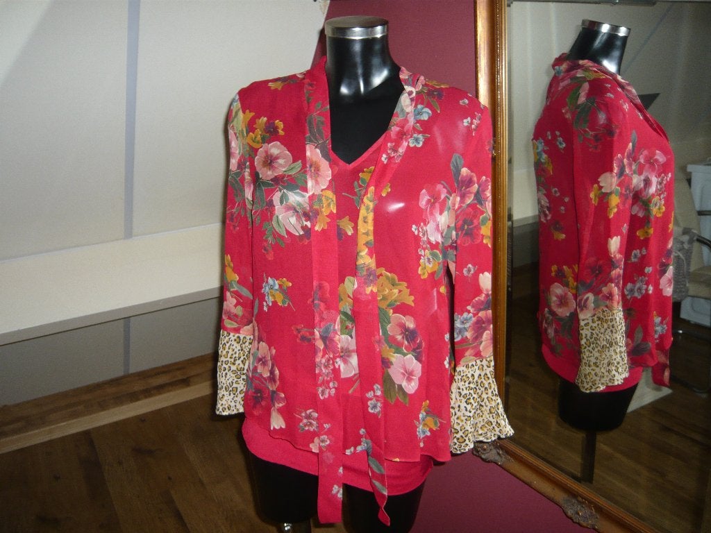 TwinSet Milano bloes bloem met pantermouw mt 36 (was €179), Twinset, Nieuw, Ophalen of Verzenden, Maat 36 (S)