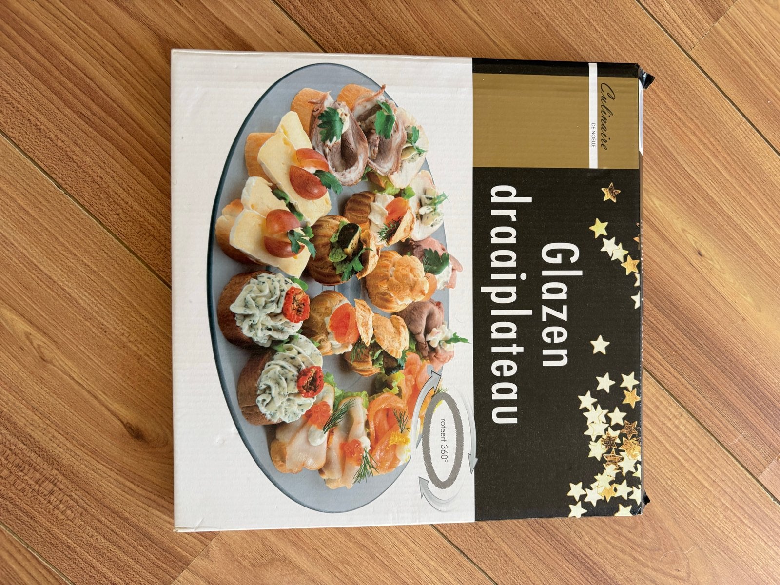 Glazen draaiplateau voor hapjes - Culinair, Nieuw, Ophalen of Verzenden, Meerkleurig, Overige merken