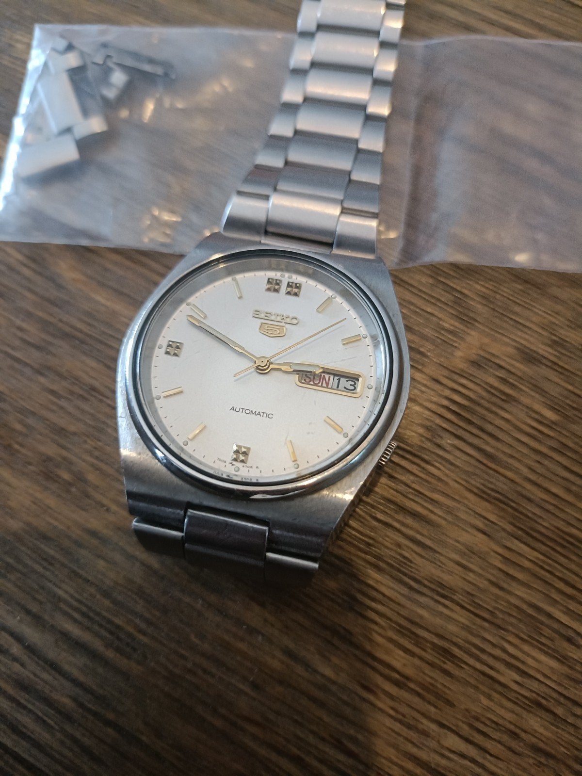 Seiko 5 Dag Datum Automaat 90,s Watch Zie Fotos, Seiko, Gebruikt, Zwart, IOS