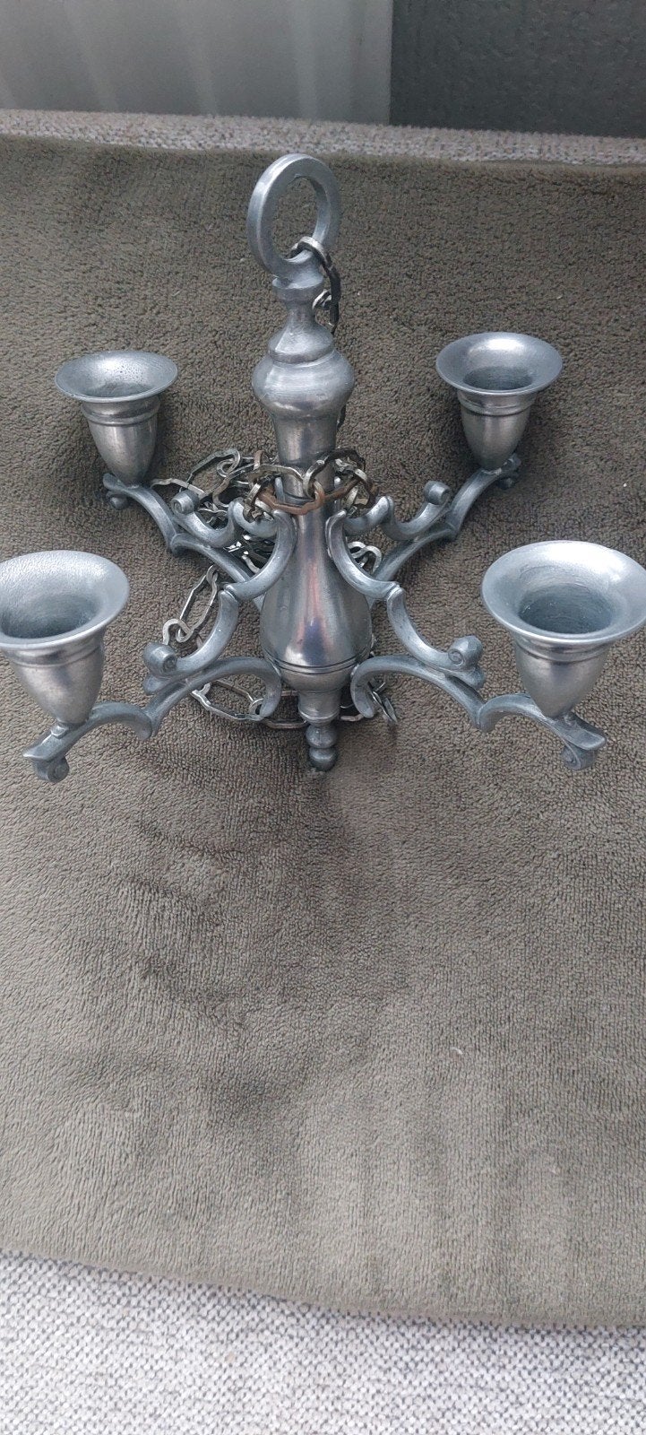 Oude Tinnen hang kandelaar 4 arms ( Kerstmis ), Ophalen of Verzenden, Overige materialen