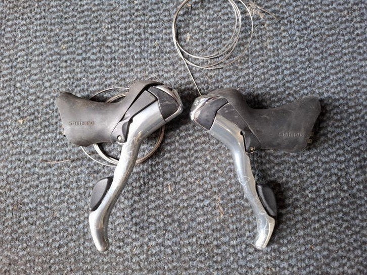 Shimano Tiagra 4500 Shifter set triple, Remmen, Gebruikt, Ophalen of Verzenden, Aluminium
