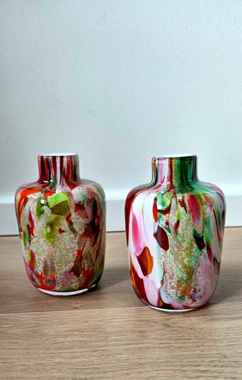 Set van 2 originele Fidrio Holland glazen vazen – Mixed Colo, Huis en Inrichting, Ophalen of Verzenden, Zo goed als nieuw, Meerkleurig