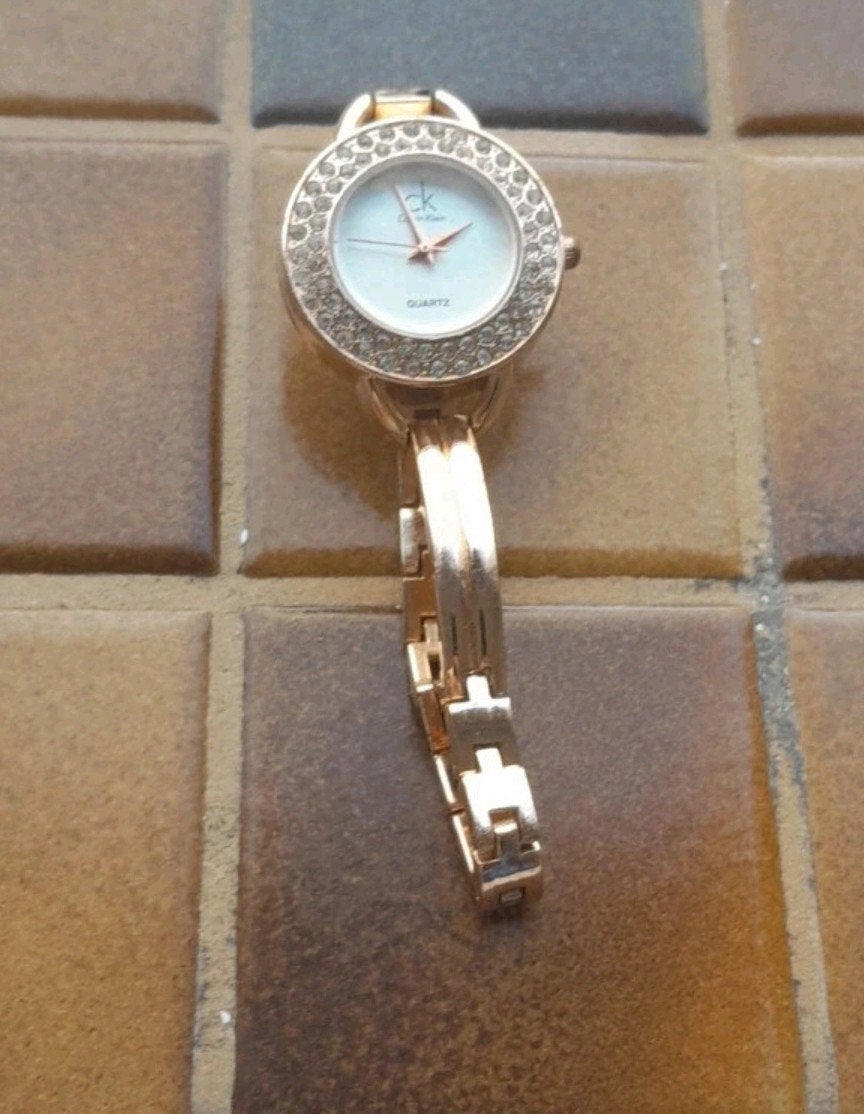 Calvin Klein Quartz Horloge met Strass, Overige merken, Overige materialen, Gebruikt, Polshorloge
