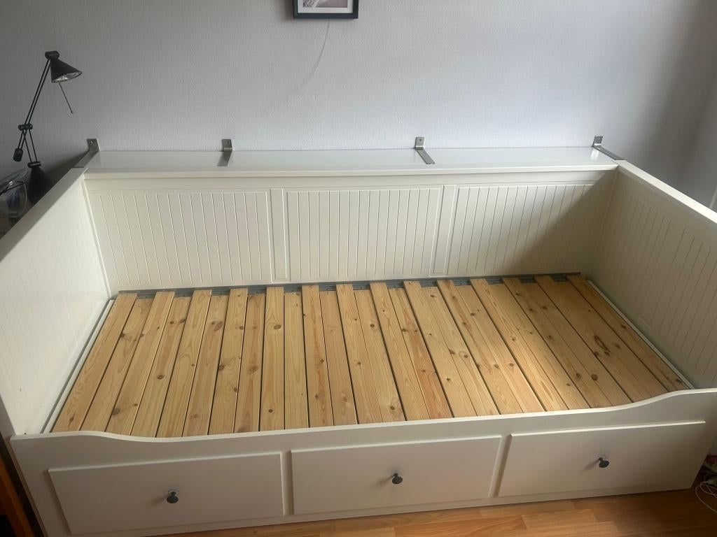 Hemnes bedbank wit, Ophalen, Wit, Tweepersoons, 80 cm