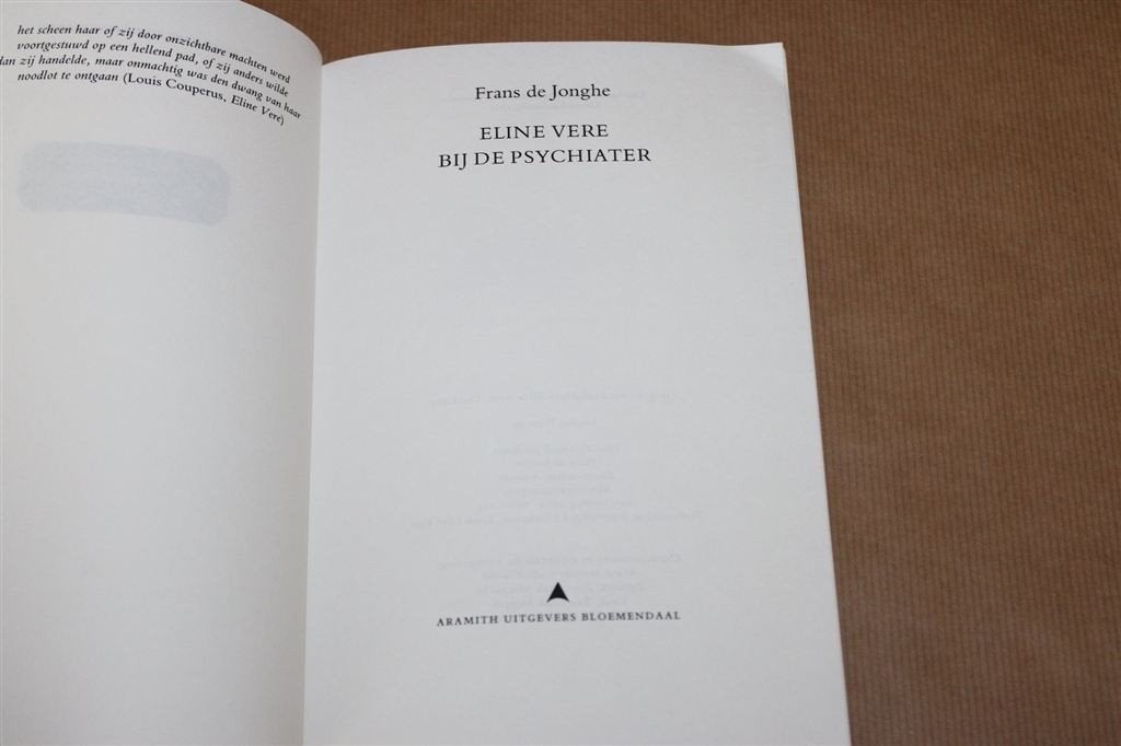 Eline Vere bij de psychiater. Frans de Jonghe., Ophalen of Verzenden, Gelezen