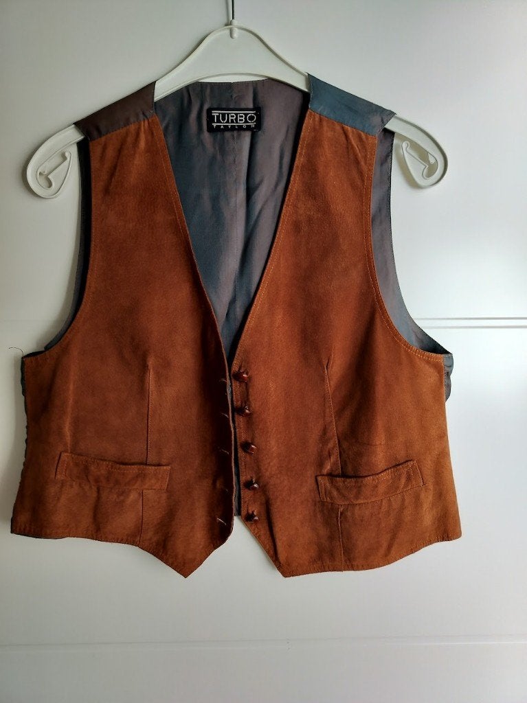 suede gilet, Ophalen of Verzenden, Zo goed als nieuw, Maat 42/44 (L), Bruin