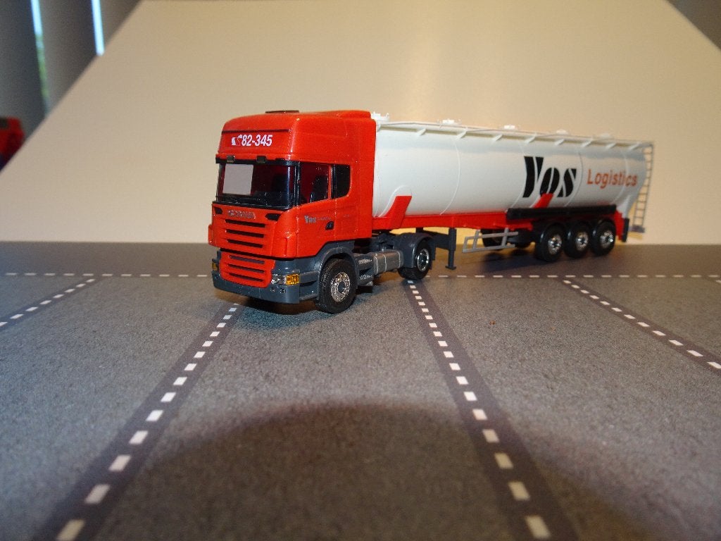 827 awm herpa scania r vos logistics bulk verkleurd 1:87, Ophalen of Verzenden, Gebruikt, Bus of Vrachtwagen, AWM