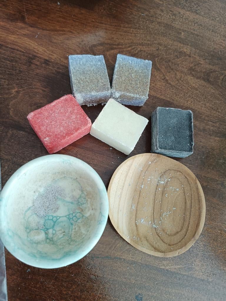 Amber blokjes met 2 schaaltjes, Ophalen of Verzenden, Zo goed als nieuw, Overige materialen, Minder dan 25 cm