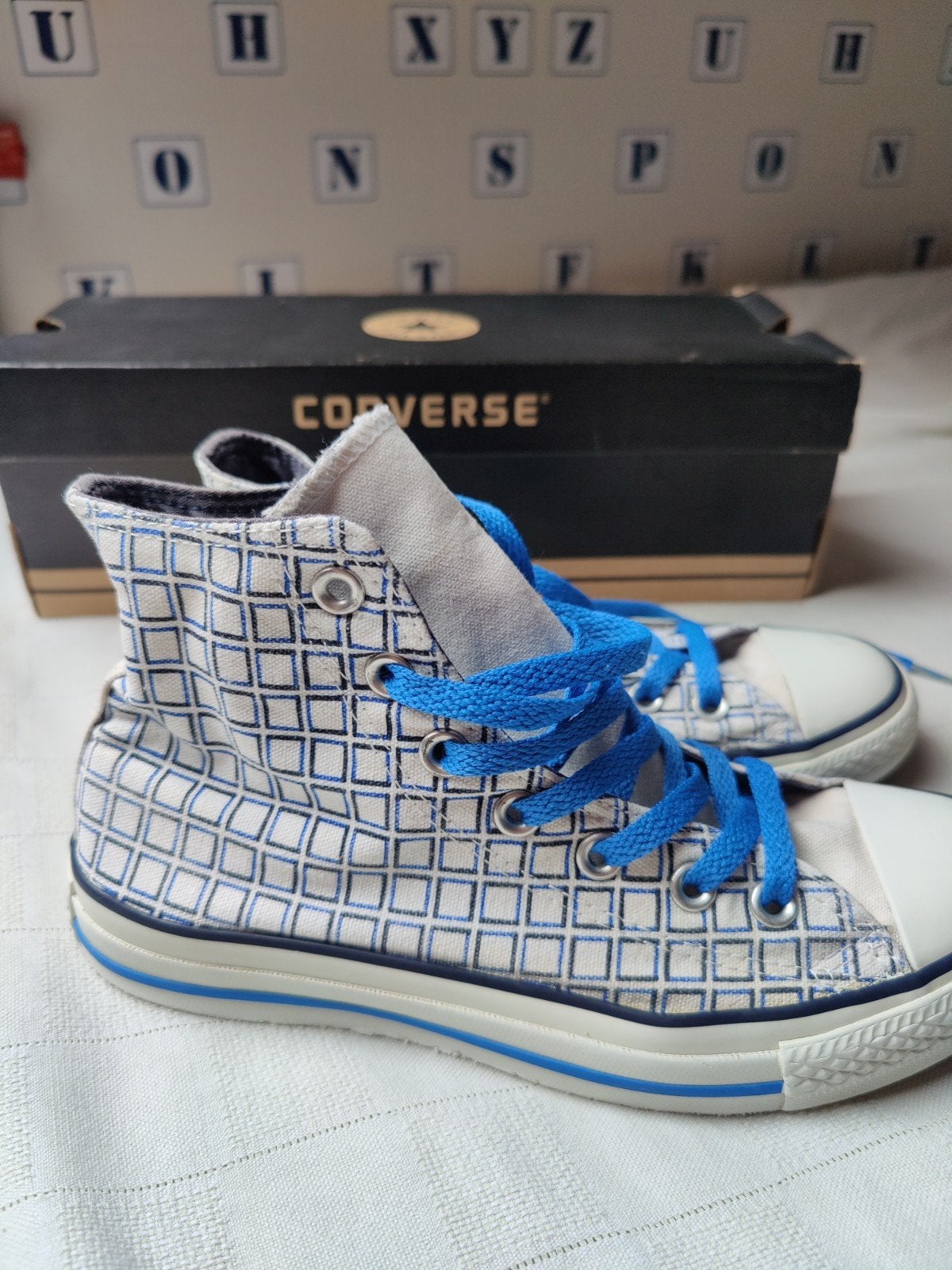 Converse All Star Sneakers - Wit/Blauw - Maat 37.5, Blauw, Ophalen of Verzenden, Sneakers of Gympen, Gedragen