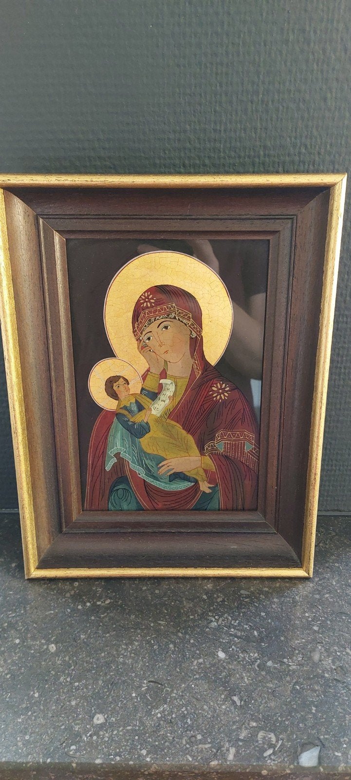 Oude Byzantijnse icoon van Moeder Maria met kind, Antiek en Kunst, Ophalen of Verzenden