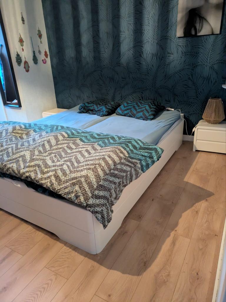 Auping bed wit 220x180 cm, Ophalen, Gebruikt, Wit, Tweepersoons